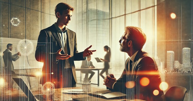 Business mentoring software platform, showing a mentor and mentee.